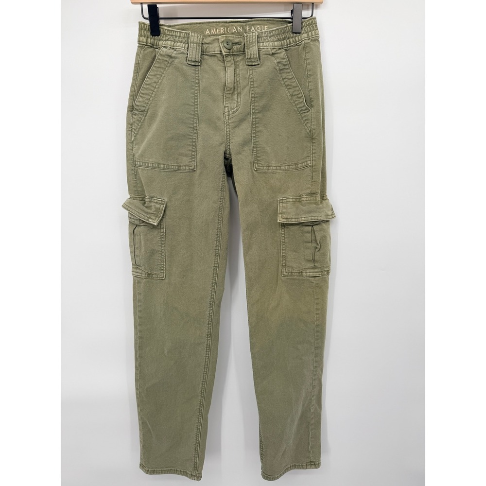 American Eagle Jogger Pants Women 0 Regular Olive Green Good Stretch Utility